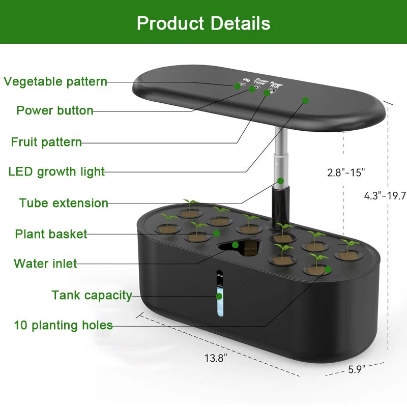 Hydroponics Growing System With 10 Pods